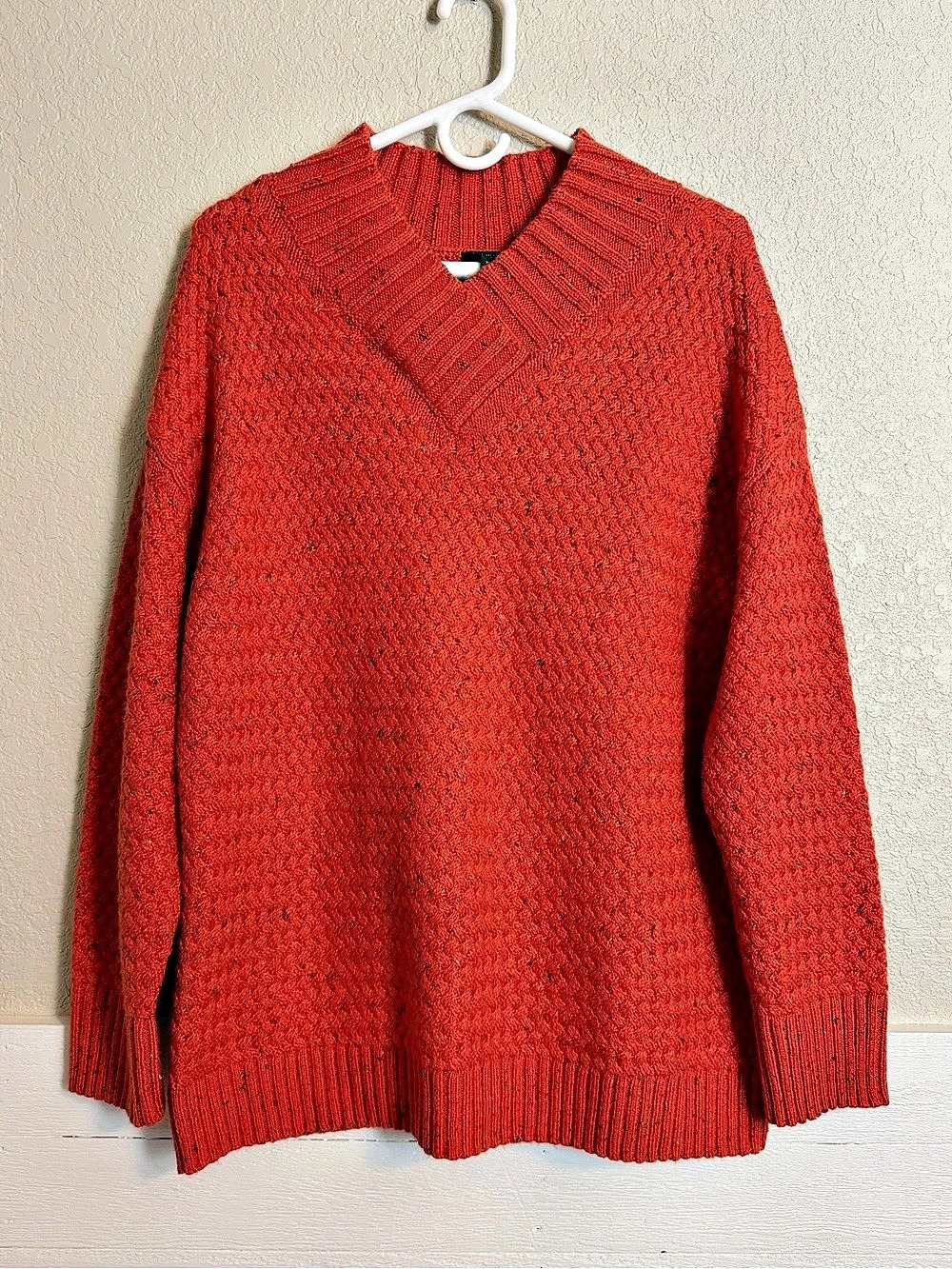 Talbots V-Neck Cotton Blend Sweater PXL Orange Fall Cozy Autumn